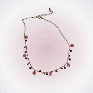 Red and gold beaded short chain necklace | Sz OS